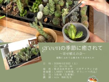 🍃ライブラリィースィーツ講座　6月度ご案内🍃　green の季節に癒されて～寄せ植えの会～